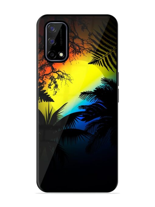 Colorful Sunset With Palm Trees Glossy Metal Phone Cover for Realme Narzo 30 Pro (5G) Zapvi