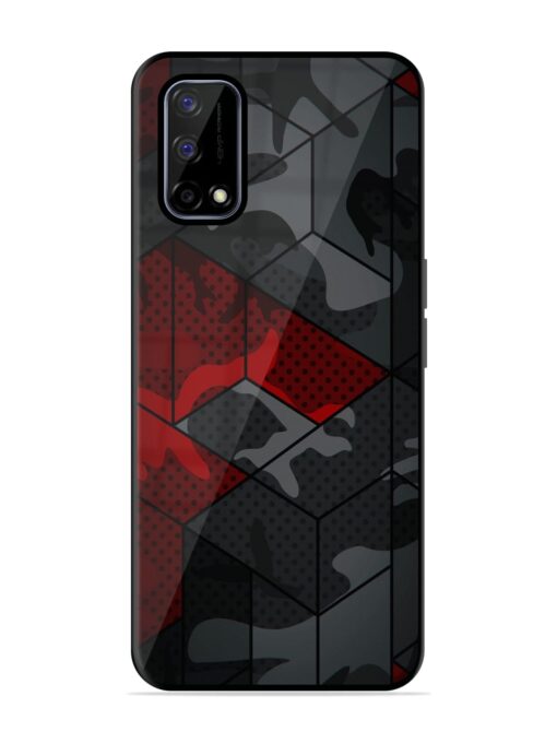 Red And Grey Pattern Glossy Metal Phone Cover for Realme Narzo 30 Pro (5G) Zapvi