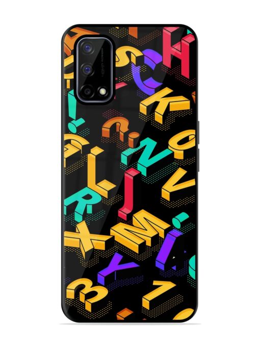 Seamless Pattern With Letters Glossy Metal Phone Cover for Realme Narzo 30 Pro (5G) Zapvi