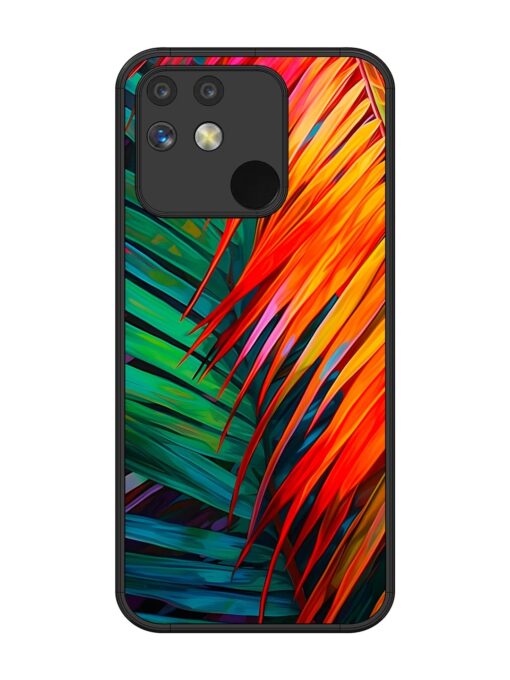 Painted Tropical Leaves Glossy Metal Phone Cover for Realme Narzo 50 (5G) Zapvi