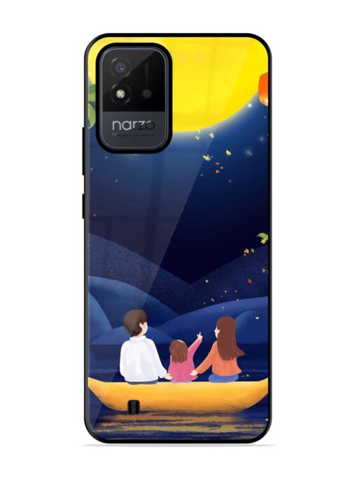 Happy Family And Beautiful View Glossy Metal Phone Cover for Realme Narzo 50I Zapvi