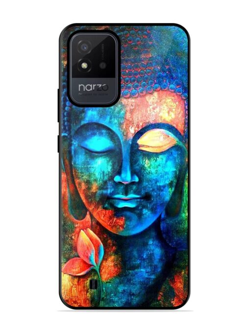 Buddha Painting Glossy Metal Phone Cover for Realme Narzo 50I Zapvi