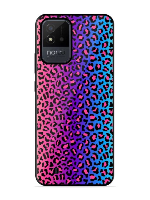 Colorful Leopard Seamless Glossy Metal Phone Cover for Realme Narzo 50I Zapvi