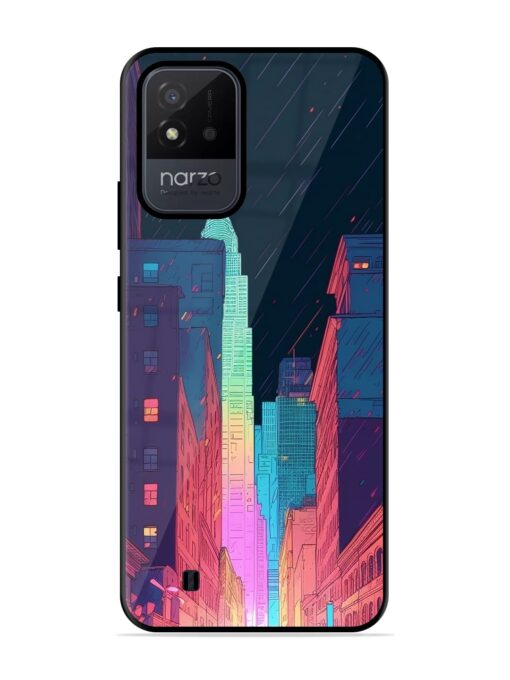 Minimal City Art Glossy Metal Phone Cover for Realme Narzo 50I Zapvi