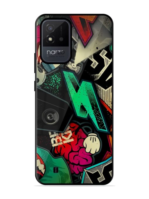 Graffiti Art Glossy Metal Phone Cover for Realme Narzo 50I Zapvi