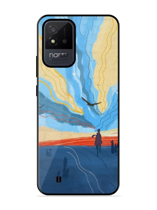 Minimal Abstract Landscape Glossy Metal Phone Cover for Realme Narzo 50I Zapvi