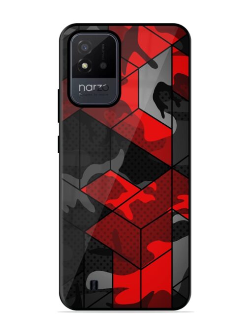 Royal Red Camouflage Pattern Glossy Metal Phone Cover for Realme Narzo 50I Zapvi