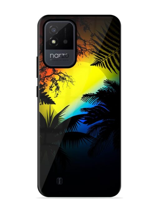 Colorful Sunset With Palm Trees Glossy Metal Phone Cover for Realme Narzo 50I Zapvi