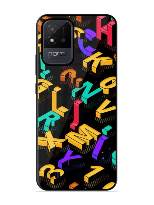 Seamless Pattern With Letters Glossy Metal Phone Cover for Realme Narzo 50I Zapvi