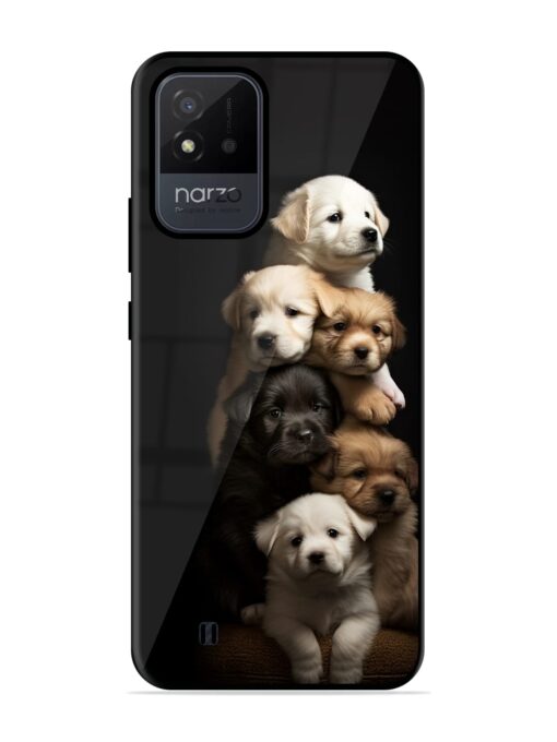 Cute Baby Dogs Glossy Metal Phone Cover for Realme Narzo 50I Zapvi