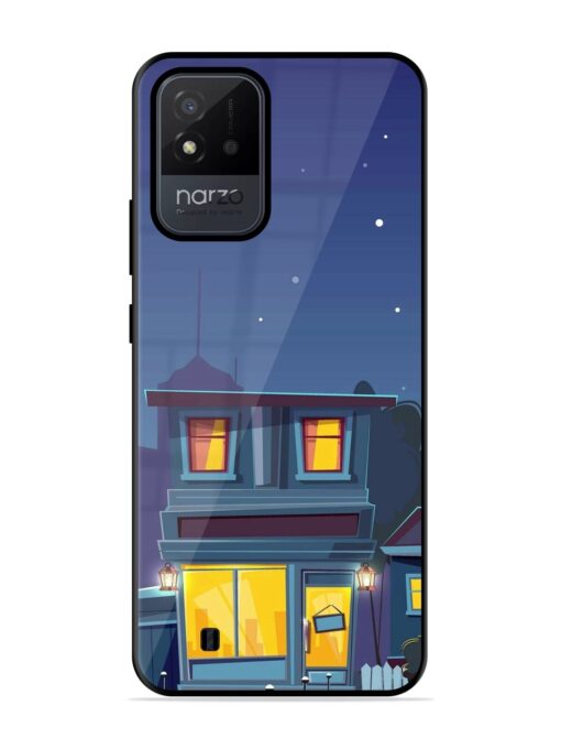 Vector Night House Glossy Metal Phone Cover for Realme Narzo 50I Zapvi