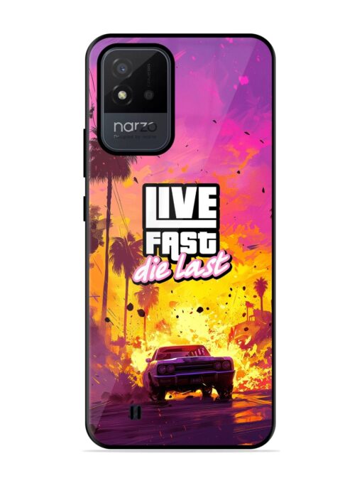 Live Fast Glossy Metal Phone Cover for Realme Narzo 50I Zapvi