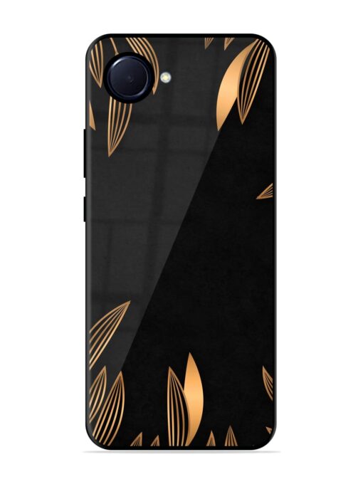 Golden Leaf Pattern Glossy Metal Phone Cover for Realme Narzo 50I Prime Zapvi