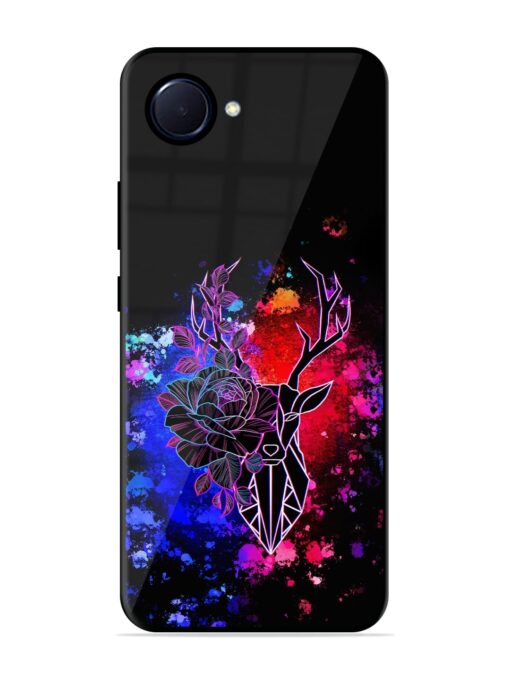 Floral Deer Art Glossy Metal Phone Cover for Realme Narzo 50I Prime Zapvi