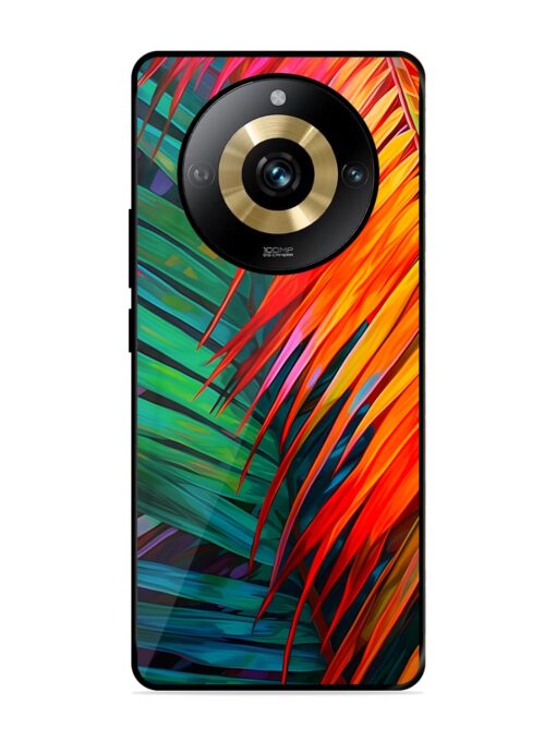 Painted Tropical Leaves Glossy Metal Phone Cover for Realme Narzo 60 Pro (5G) Zapvi