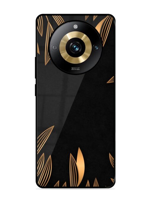 Golden Leaf Pattern Glossy Metal Phone Cover for Realme Narzo 60 Pro (5G) Zapvi