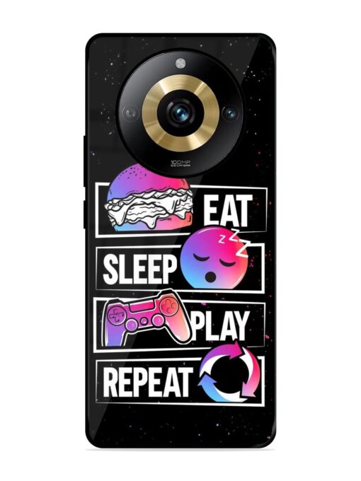 Eat Sleep Play Repeat Glossy Metal Phone Cover for Realme Narzo 60 Pro (5G) Zapvi