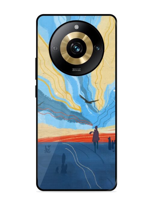 Minimal Abstract Landscape Glossy Metal Phone Cover for Realme Narzo 60 Pro (5G) Zapvi