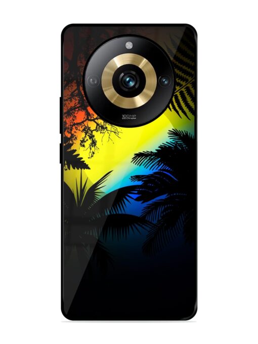 Colorful Sunset With Palm Trees Glossy Metal Phone Cover for Realme Narzo 60 Pro (5G) Zapvi