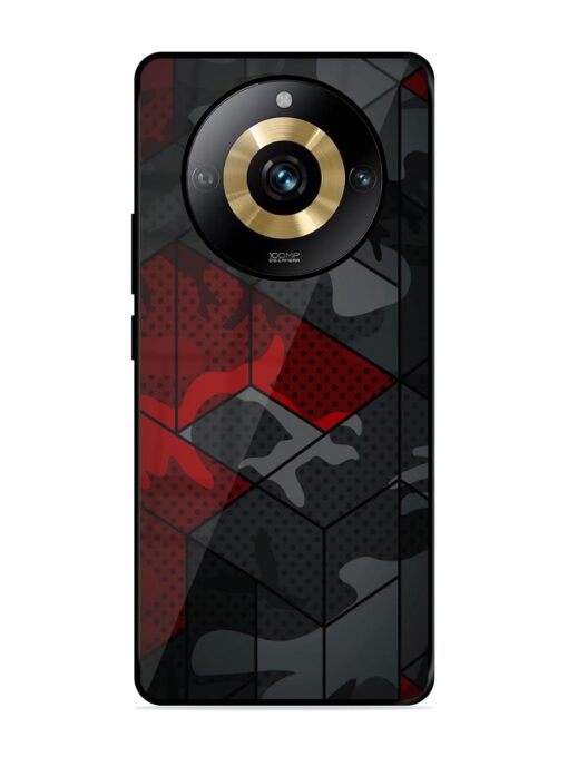 Red And Grey Pattern Glossy Metal Phone Cover for Realme Narzo 60 Pro (5G) Zapvi