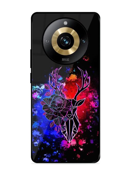 Floral Deer Art Glossy Metal Phone Cover for Realme Narzo 60 Pro (5G) Zapvi