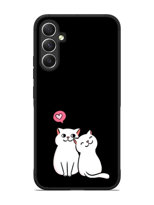 Cat Love Glossy Metal Phone Cover for Samsung Galaxy A34 (5G) Zapvi