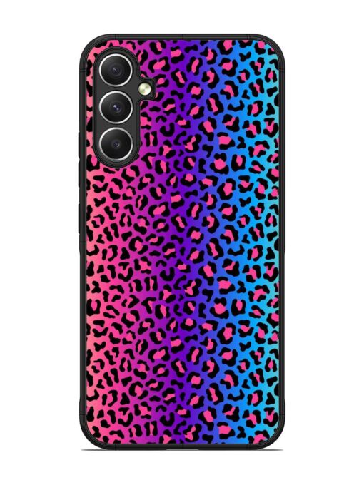 Colorful Leopard Seamless Glossy Metal Phone Cover for Samsung Galaxy A34 (5G) Zapvi