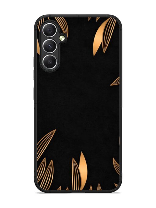 Golden Leaf Pattern Glossy Metal Phone Cover for Samsung Galaxy A34 (5G) Zapvi