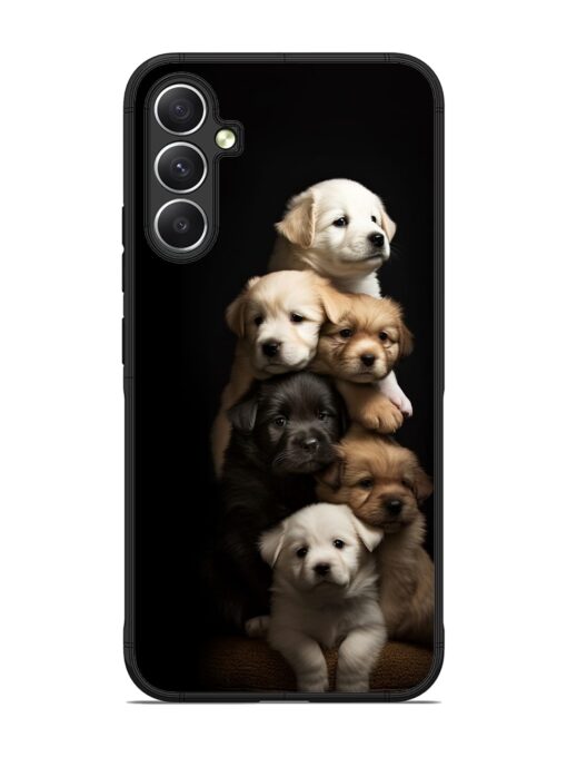 Cute Baby Dogs Glossy Metal Phone Cover for Samsung Galaxy A34 (5G) Zapvi