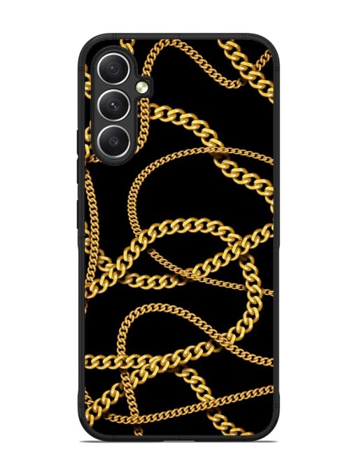 Decorative Golde Chain Glossy Metal Phone Cover for Samsung Galaxy A34 (5G) Zapvi