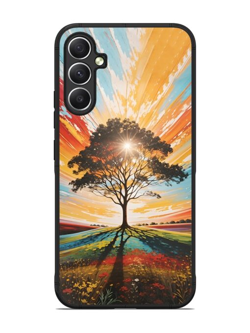 Abstract Tree Colorful Art Glossy Metal Phone Cover for Samsung Galaxy A34 (5G) Zapvi