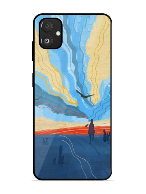 Minimal Abstract Landscape Glossy Metal Phone Cover for Samsung Galaxy F14 (5G) Zapvi