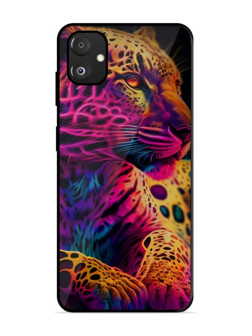 Leopard Art Glossy Metal Phone Cover for Samsung Galaxy F14 (5G) Zapvi