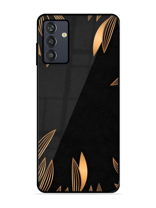 Golden Leaf Pattern Glossy Metal Phone Cover for Samsung Galaxy M13 (4G) Zapvi