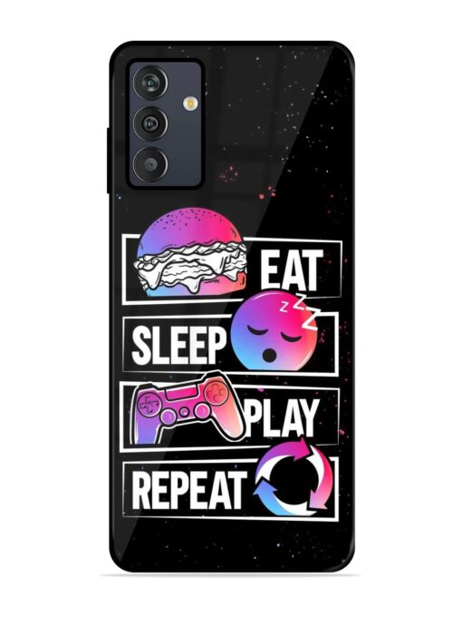 Eat Sleep Play Repeat Glossy Metal Phone Cover for Samsung Galaxy M13 (4G) Zapvi