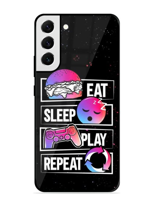 Eat Sleep Play Repeat Glossy Metal Phone Cover for Samsung Galaxy S21 Fe (5G) Zapvi