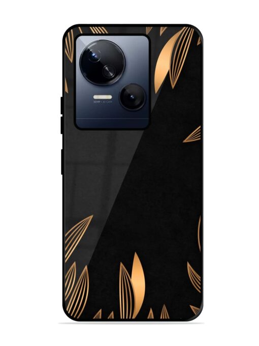 Golden Leaf Pattern Glossy Metal Phone Cover for Tecno Spark 10 (5G) Zapvi