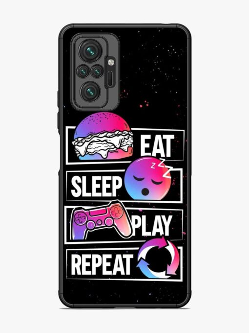 Eat Sleep Play Repeat Glossy Metal Phone Cover for Xiaomi Redmi Note 10 Pro Max Zapvi