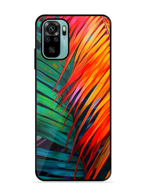 Painted Tropical Leaves Glossy Metal Phone Cover for Xiaomi Redmi Note 10S Zapvi