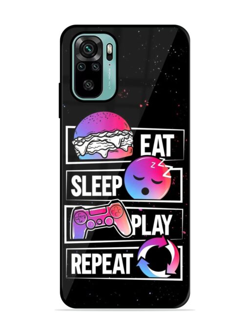 Eat Sleep Play Repeat Glossy Metal Phone Cover for Xiaomi Redmi Note 10S Zapvi