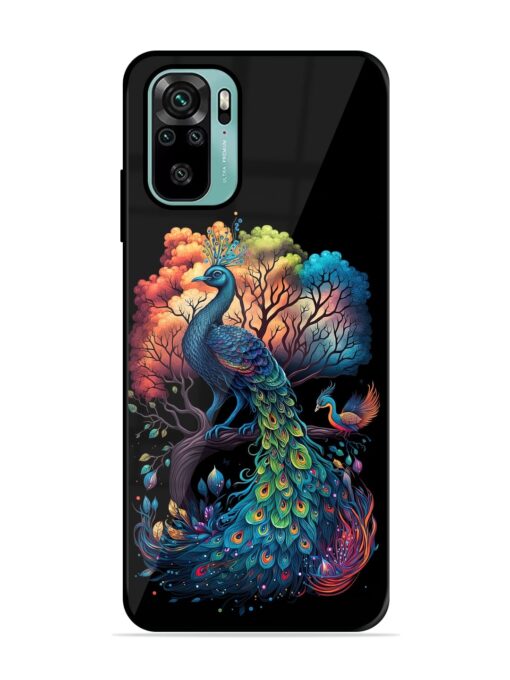 Peacock Tree Art Glossy Metal Phone Cover for Xiaomi Redmi Note 10S Zapvi