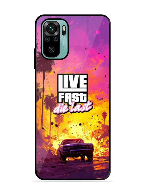 Live Fast Glossy Metal Phone Cover for Xiaomi Redmi Note 10S Zapvi