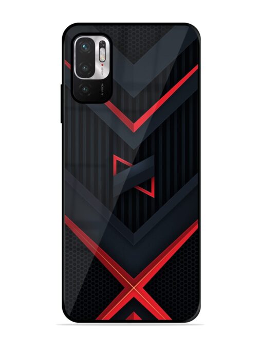 Red Gray Abstract Glossy Metal Phone Cover for Xiaomi Redmi Note 10T (5G) Zapvi