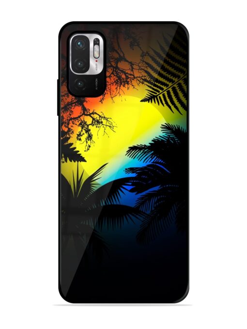 Colorful Sunset With Palm Trees Glossy Metal Phone Cover for Xiaomi Redmi Note 10T (5G) Zapvi