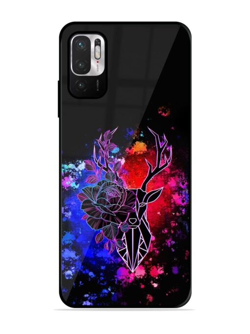 Floral Deer Art Glossy Metal Phone Cover for Xiaomi Redmi Note 10T (5G) Zapvi