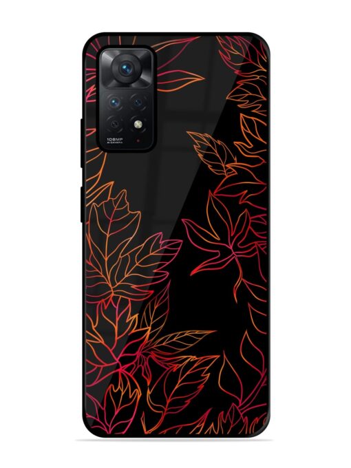 Red Floral Pattern Glossy Metal Phone Cover for Xiaomi Redmi Note 11 Zapvi