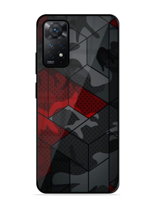 Red And Grey Pattern Glossy Metal Phone Cover for Xiaomi Redmi Note 11 Zapvi