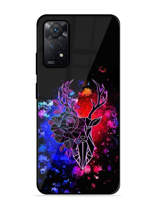 Floral Deer Art Glossy Metal Phone Cover for Xiaomi Redmi Note 11 Zapvi